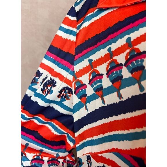 Vintage 1970s Psychedelic Print Dress Plus Size XL Mod MCM Disco Groovy Retro - Picture 10 of 11